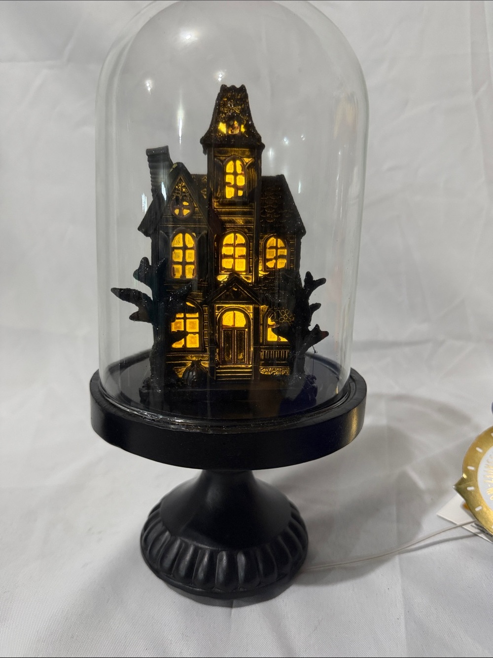 Well Dressed Home LED Haunted House Cloche Dome Halloween Decor NWT